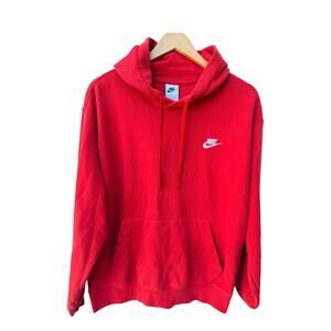 Nike Pullover Hoodie Mens XL Red Swoosh Sweatshirt